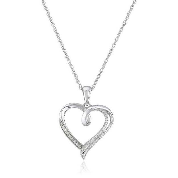 Diamond heart pendant .25ct on silver