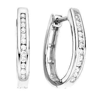 .25 ct Diamond hoop silver earrings 