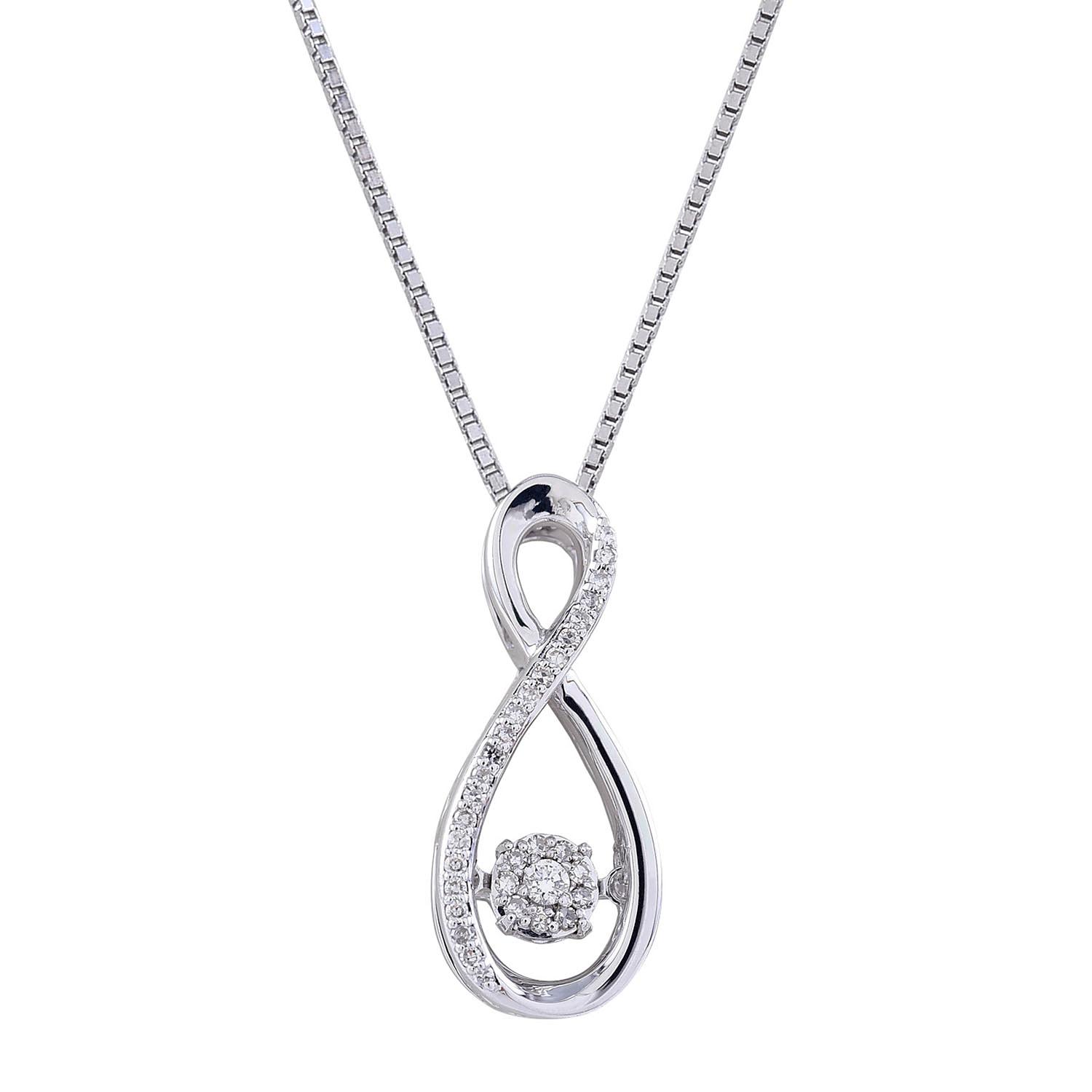 .25ct diamond infinity pendant on 18 inch sterling silver chain