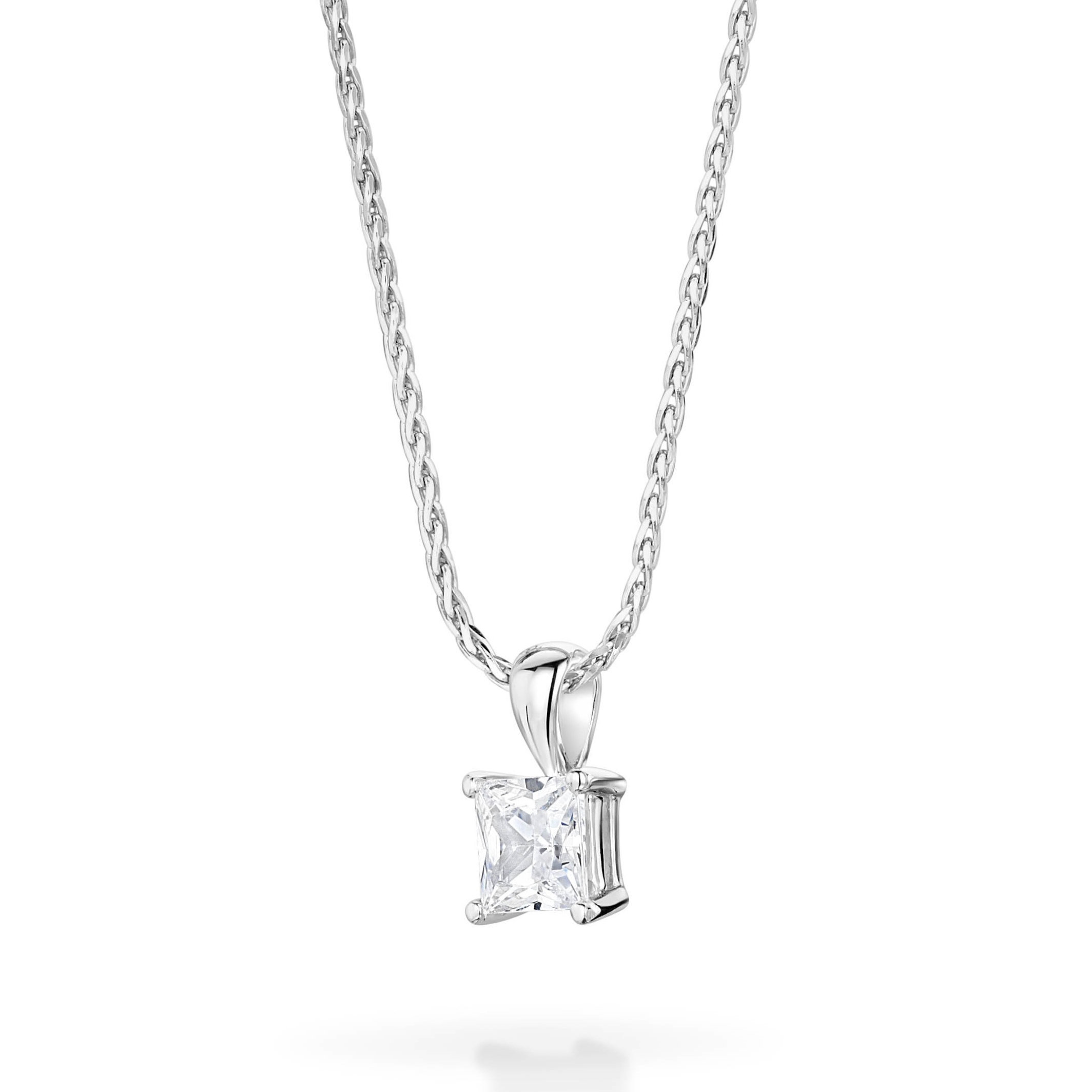 .25ct Diamond princess cut pendants, 14k white gold